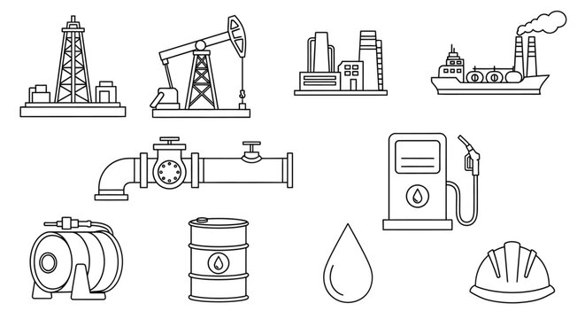 Oil and gas industrial equipment icons.