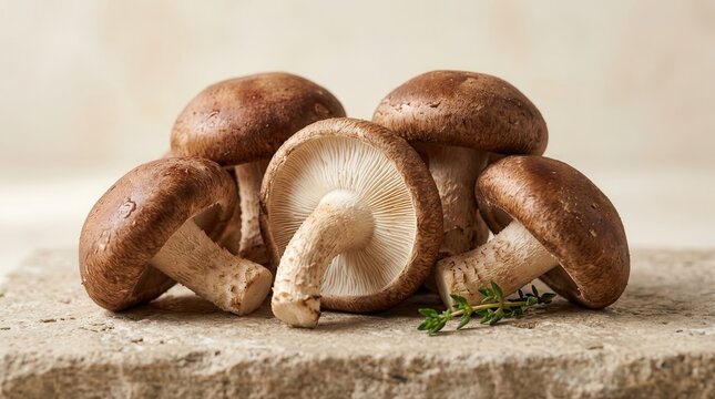 Fresh Lentinula edodes shiitake mushrooms for cooking and health benefits.
