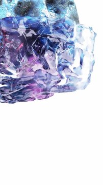 Blue ice texture macro showing intricate cracks and frozen crystalline patterns with a glowing purple undertone for environmental or cool concepts