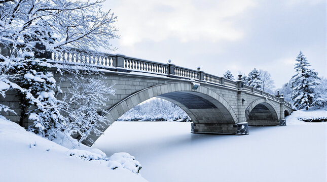 bridge in beautiful snow