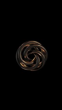 Bronze infinity knot sculpture with glowing inner edges isolated on a black background symbolizing eternity and continuous business integration