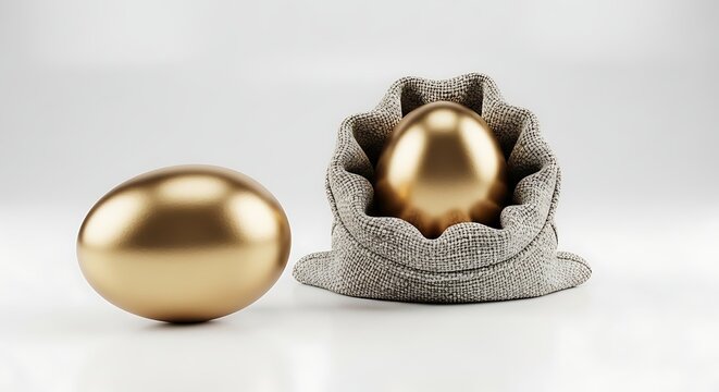 Finance concept with gold egg stash