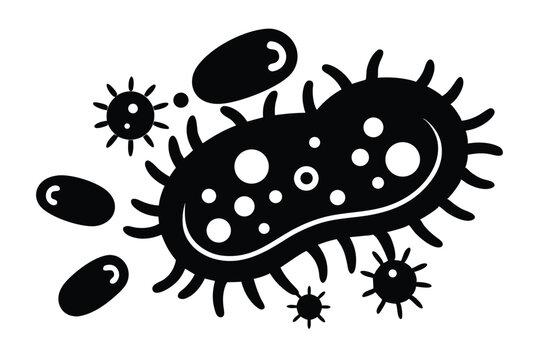 bacteria silhouette line art vector illustration