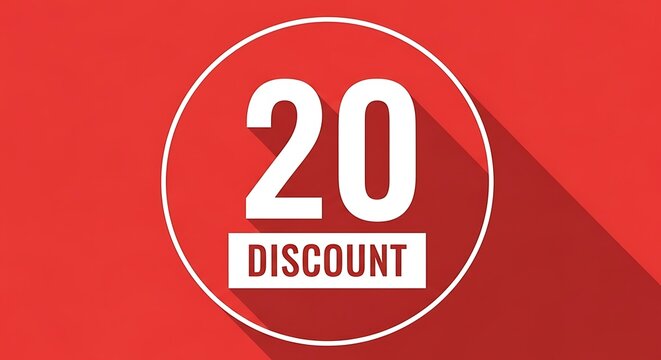 20 percent discount offer with bold text on red background price tag lowest price super sale flash sale limited time