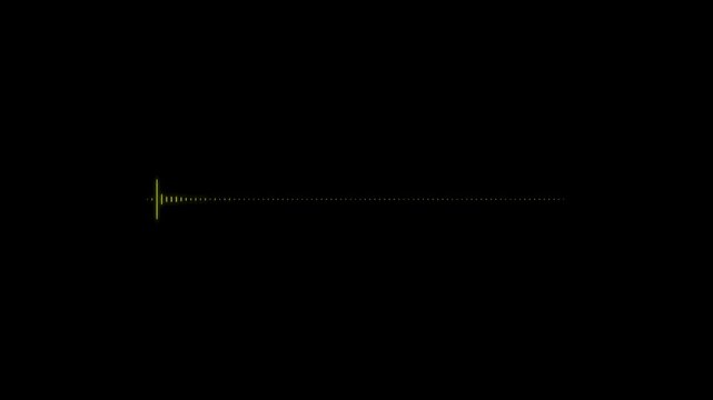 Audio waveform animation on black background. Yellow audio waveform sound frequency visualizer. Audio waveform equalizer graphic element.