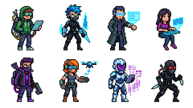 Pixel art sci-fi characters ready for adventure in digital worlds