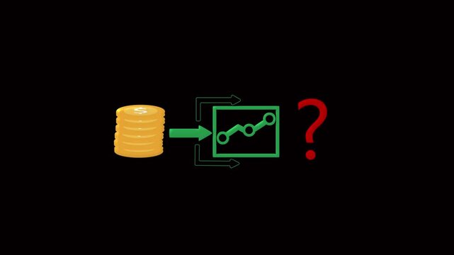 Finance chart animation with question mark icon. Finance chart data analysis concept. Finance chart economic growth graphic.