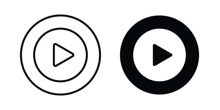 Media play button icon element for design. Vector symbols