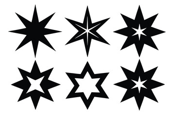 Obraz premium star shapes collection silhouette line art vector illustration