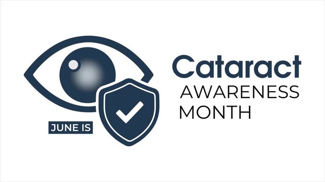 Clean flat vector animation highlighting cataract awareness with eye care concept, suitable for medical campaigns and vision health promotion.  4k video animation.