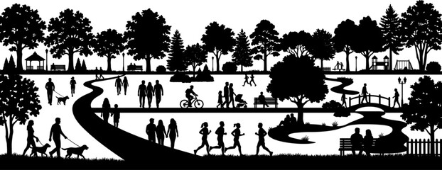 Obraz premium Public recreation people enjoy the city park