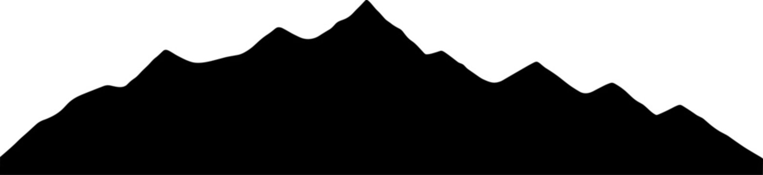 Rolling mountain ridges and high peaks under a clear sky silhouette