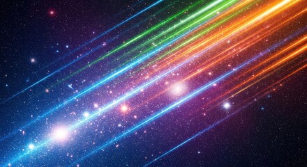 Fototapeta premium Abstract space background with bright colorful light speed streaks.