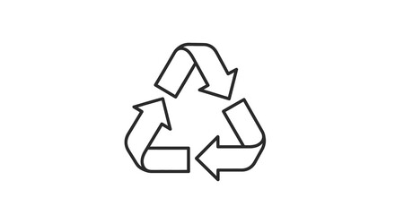 Obraz premium Recycling symbol icon black line art on white background