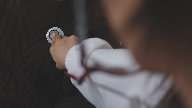 Doctor using a stethoscope checking patient with examining, presenting results symptom and recommend treatment method, Healthcare and medical concept
