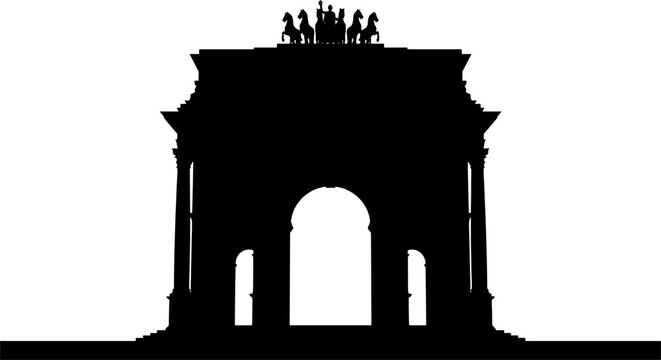 Triumphal arch silhouette with a quadriga chariot on top