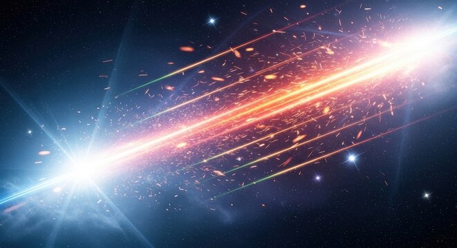 Explosion of cosmic light and energy particles in outer space.