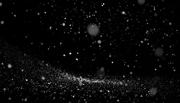 Dark backdrop sprinkled with ethereal light specks, resembling a starry night sky or snow scene