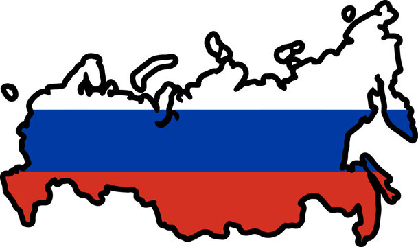 Russia flag map illustration represents national symbol