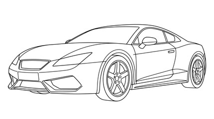Fototapeta premium Sleek car vector illustration outlines a modern sports car on the road, perfect for design projects with a clean transparent aesthetic.