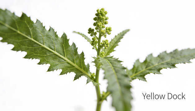 Fresh Yellow Dock Plant Isolated on White Background