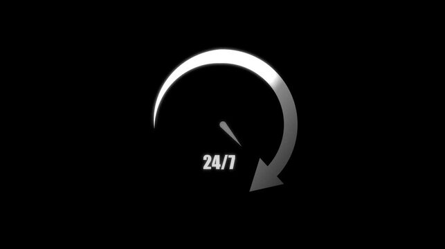 Service icon animation for twenty four seven support. Service icon availability indicator. Service icon customer assistance graphic.