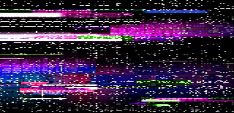 Abstract digital glitch background in vector format with vibrant purple and blue signal distortion noise and pixelated horizontal error effects for futuristic tech design