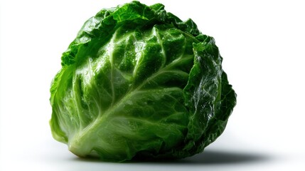 Fototapeta premium A crisp and vibrant head of romaine lettuce sits against a minimalist background, symbolizing health, freshness, and the importance of nutrition in a balanced diet.