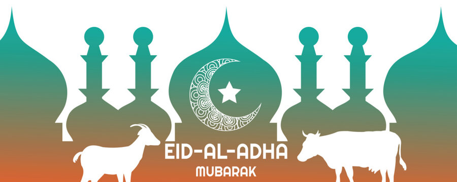 Eid Al Adha Mubarak.  eid al adha festival golden banner design. Eid mubarak wishes islamic celebration of eid al fitr and eid al adha.