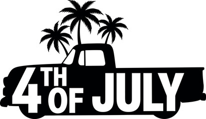 Obraz premium Independence day celebration 4th of july silhouette with palm trees truck