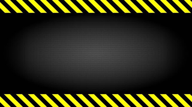 Caution Warning Stripes Border Overlay on Dark Textured Background with Spotlight