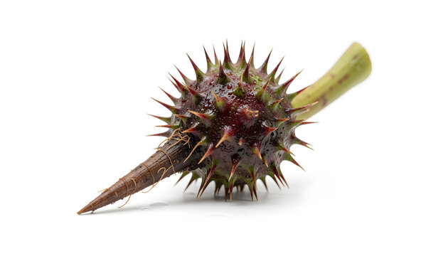 Datura Thorn Apple Seed Pod Isolated on White Background Macro