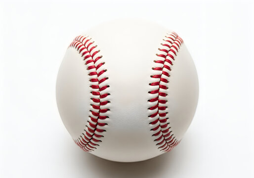 Classic baseball ball with red stitching isolated on white background