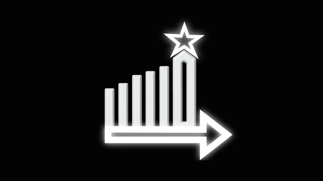 Bar Chart White Arrow And Star Signifying Growth And Performance Analytics.
