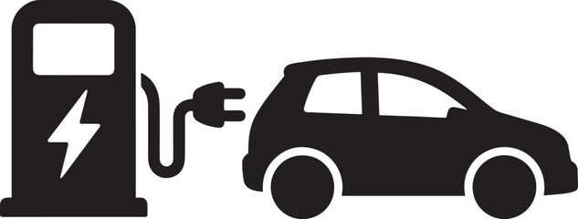 Fototapeta premium Electric car charging at a power station icon