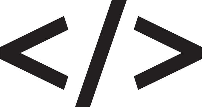 Black code icon representing software development and programming