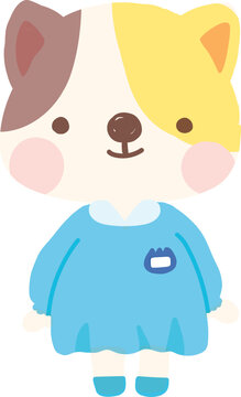スモックを着たネコの園児