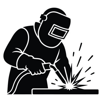 A welder wearing protective gear works diligently on a metal kep41.eps