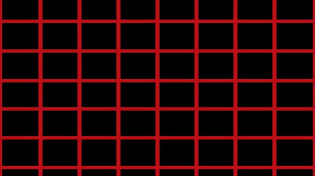 Minimalist white red grid pattern on black abstract geometric motion overlay lines background,