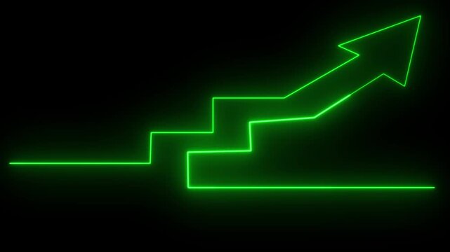 Abstract neon arrow icon animation background. 