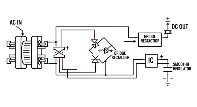 Detailed Circuit Diagram of an AC to DC Power Converter.