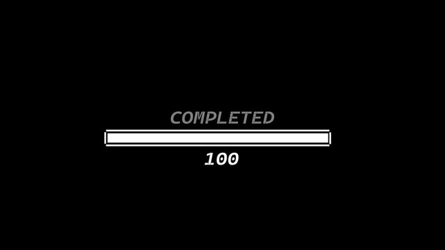 Black Loading Progress Bar Animation 4K, Minimal Dark UI Loading Line, Percentage Progress Indicator on Black Background