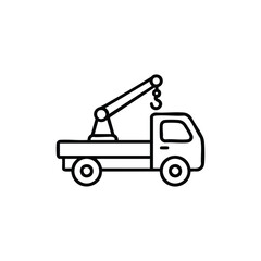 Naklejka premium Construction crane truck black and white vector icon industrial building equipment illustration