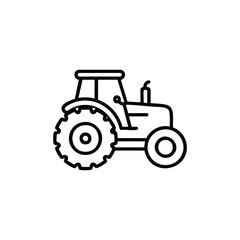 Obraz premium Black and white tractor icon construction heavy machinery line art vector illustration