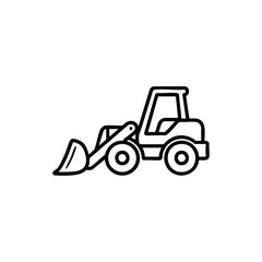 Naklejka premium Black and white vector front loader construction vehicle icon illustration