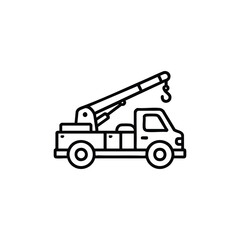 Fototapeta premium Tow truck crane icon black and white construction heavy equipment vector illustration