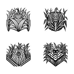 Fototapeta premium Halloween Haunted Cornfield Silhouette Collection