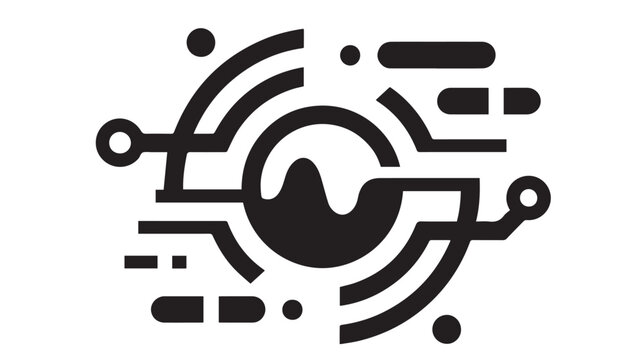 Circuitry icon displays a bold black graphical representation of data flow and connectivity on a white background.