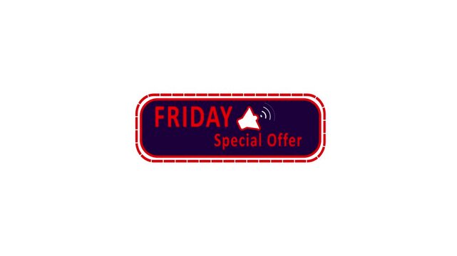 Friday special offer animation with alert icon. Friday special offer promotional button. Friday special offer black friday marketing graphic.