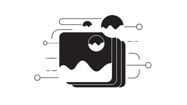 Mountain landscape icon depicts stylized peaks within a frame to represent outdoor adventure and travel.